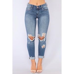 Fashion Nova distressed ankle jeans